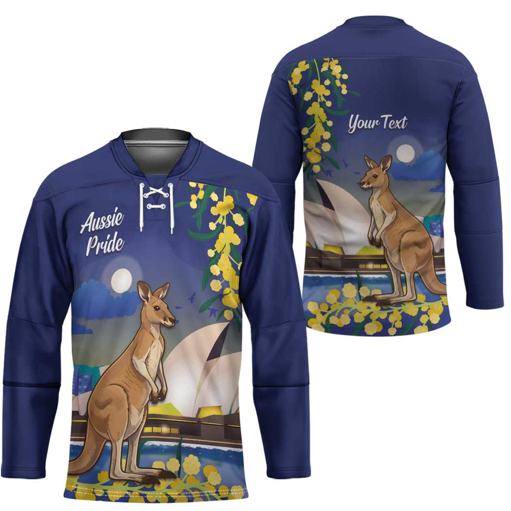 Kangaroo Australia Personalised Hockey Jersey Aussie Pride Golden Wattle Sydney Opera House