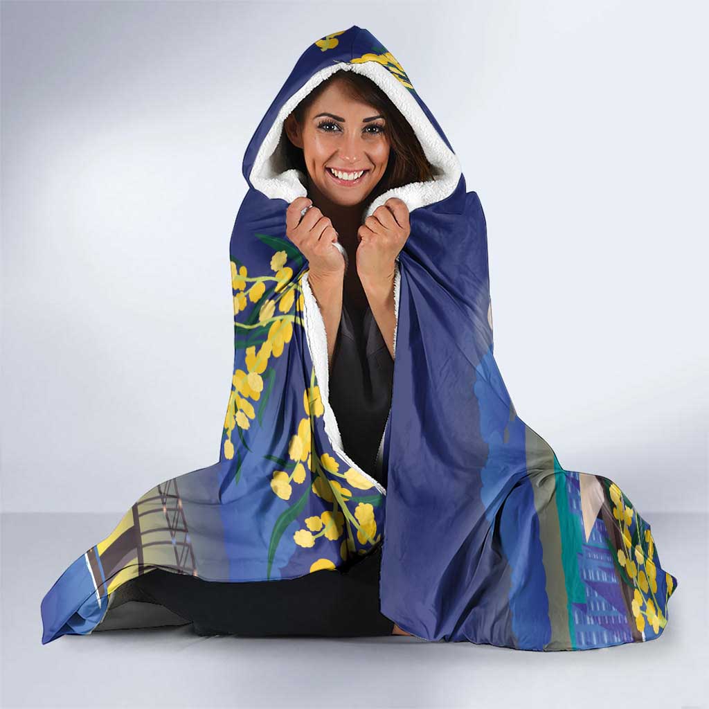 Kangaroo Australia Personalised Hooded Blanket Aussie Pride Golden Wattle Sydney Opera House