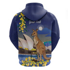 Kangaroo Australia Personalised Hoodie Aussie Pride Golden Wattle Sydney Opera House
