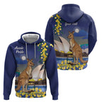 Kangaroo Australia Personalised Hoodie Aussie Pride Golden Wattle Sydney Opera House