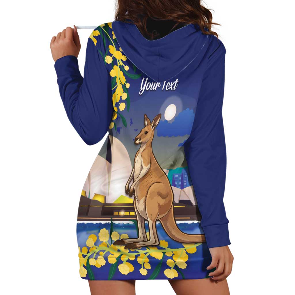 Kangaroo Australia Personalised Hoodie Dress Aussie Pride Golden Wattle Sydney Opera House