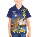 Kangaroo Australia Personalised Kid Hawaiian Shirt Aussie Pride Golden Wattle Sydney Opera House