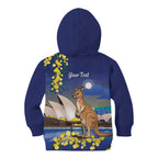 Kangaroo Australia Personalised Kid Hoodie Aussie Pride Golden Wattle Sydney Opera House
