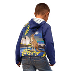 Kangaroo Australia Personalised Kid Hoodie Aussie Pride Golden Wattle Sydney Opera House
