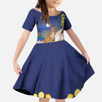 Kangaroo Australia Personalised Kid Short Sleeve Dress Aussie Pride Golden Wattle Sydney Opera House