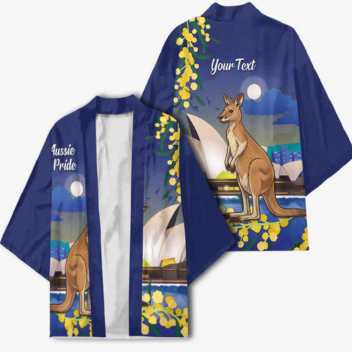 Kangaroo Australia Personalised Kimono Aussie Pride Golden Wattle Sydney Opera House