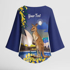 Kangaroo Australia Personalised Kimono Sleeve Blouse Aussie Pride Golden Wattle Sydney Opera House