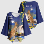 Kangaroo Australia Personalised Kimono Sleeve Blouse Aussie Pride Golden Wattle Sydney Opera House