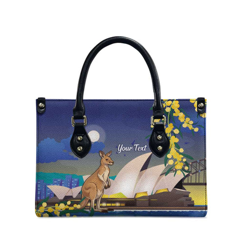 Kangaroo Australia Personalised Leather Bag Aussie Pride Golden Wattle Sydney Opera House