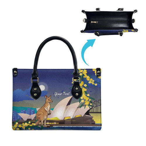 Kangaroo Australia Personalised Leather Bag Aussie Pride Golden Wattle Sydney Opera House