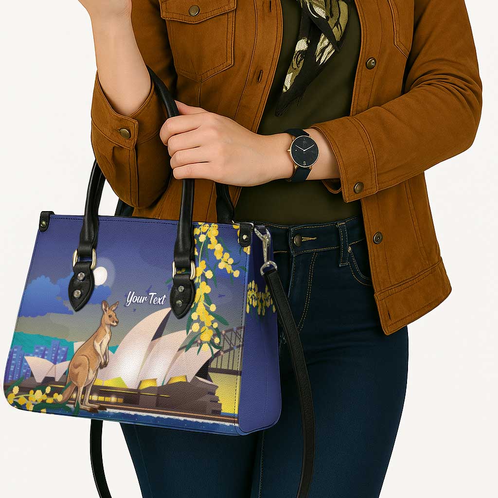 Kangaroo Australia Personalised Leather Bag Aussie Pride Golden Wattle Sydney Opera House