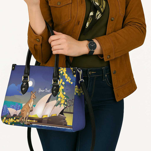 Kangaroo Australia Personalised Leather Bag Aussie Pride Golden Wattle Sydney Opera House