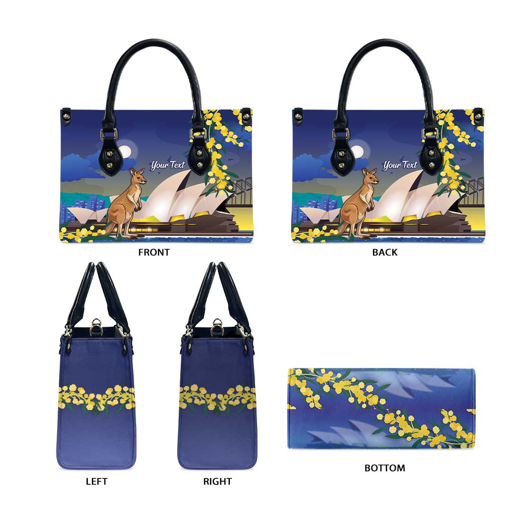 Kangaroo Australia Personalised Leather Bag Aussie Pride Golden Wattle Sydney Opera House