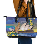 Kangaroo Australia Personalised Leather Tote Bag Aussie Pride Golden Wattle Sydney Opera House