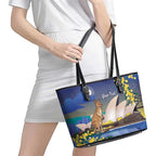 Kangaroo Australia Personalised Leather Tote Bag Aussie Pride Golden Wattle Sydney Opera House