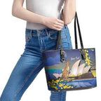 Kangaroo Australia Personalised Leather Tote Bag Aussie Pride Golden Wattle Sydney Opera House