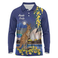 Kangaroo Australia Personalised Long Sleeve Polo Shirt Aussie Pride Golden Wattle Sydney Opera House