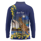 Kangaroo Australia Personalised Long Sleeve Polo Shirt Aussie Pride Golden Wattle Sydney Opera House