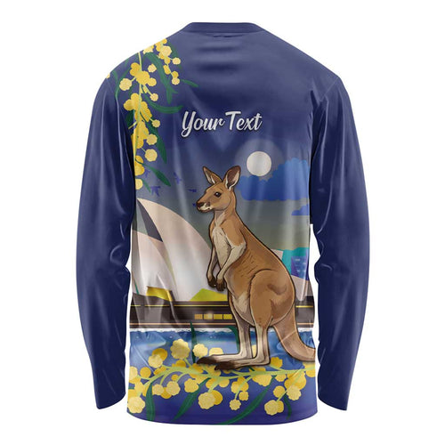 Kangaroo Australia Personalised Long Sleeve Shirt Aussie Pride Golden Wattle Sydney Opera House