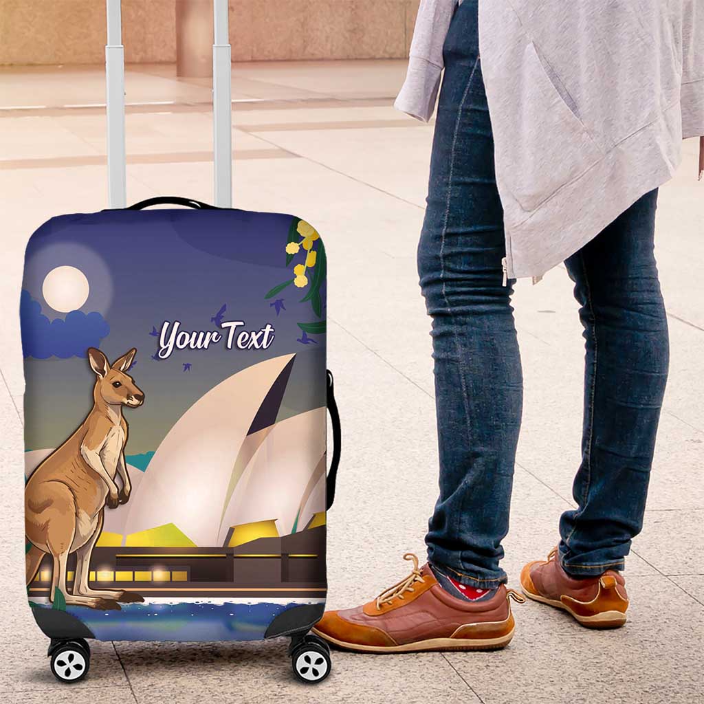 Kangaroo Australia Personalised Luggage Cover Aussie Pride Golden Wattle Sydney Opera House