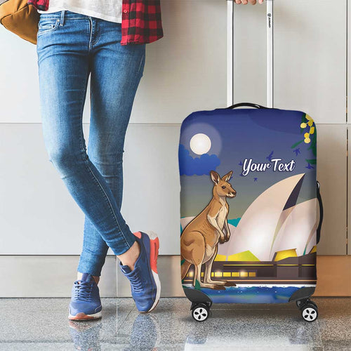 Kangaroo Australia Personalised Luggage Cover Aussie Pride Golden Wattle Sydney Opera House
