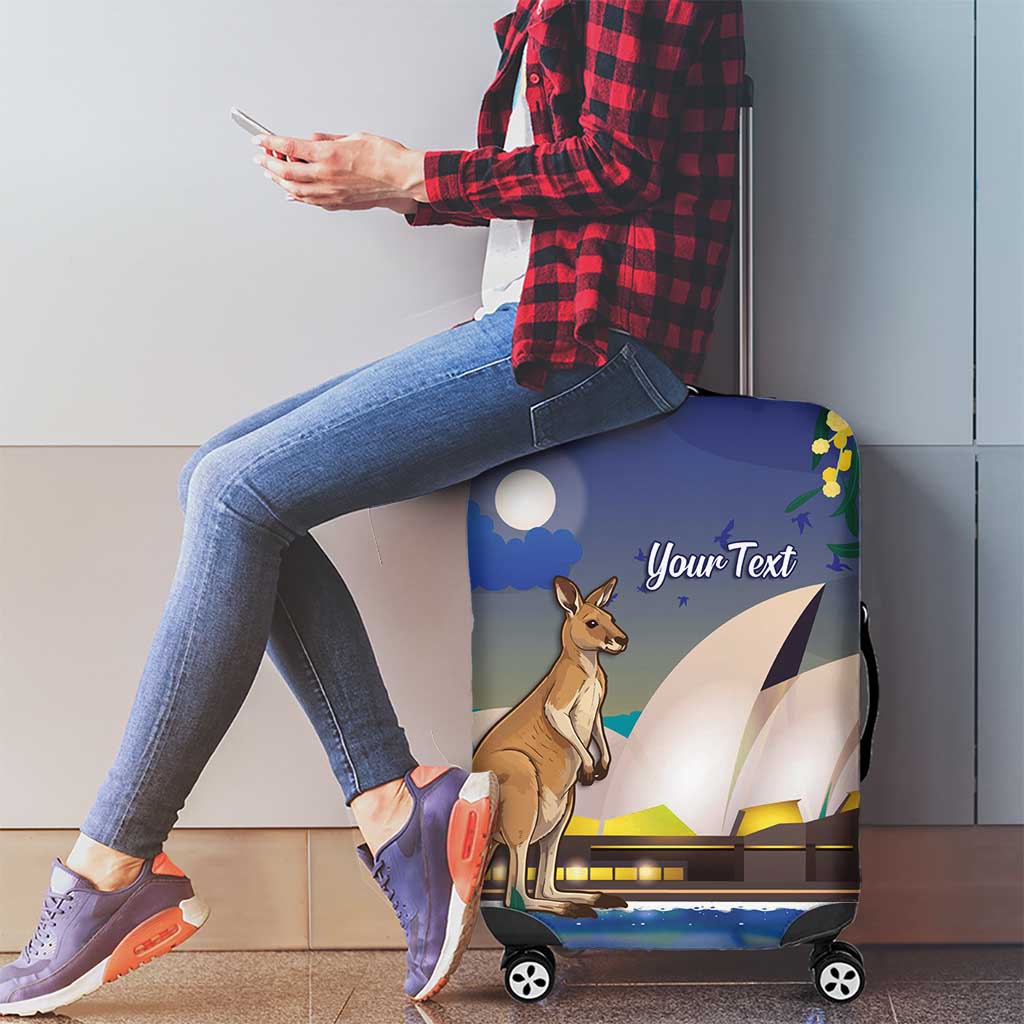 Kangaroo Australia Personalised Luggage Cover Aussie Pride Golden Wattle Sydney Opera House