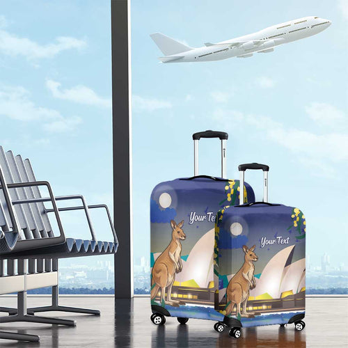 Kangaroo Australia Personalised Luggage Cover Aussie Pride Golden Wattle Sydney Opera House