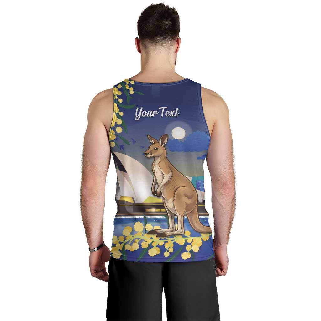 Kangaroo Australia Personalised Men Tank Top Aussie Pride Golden Wattle Sydney Opera House