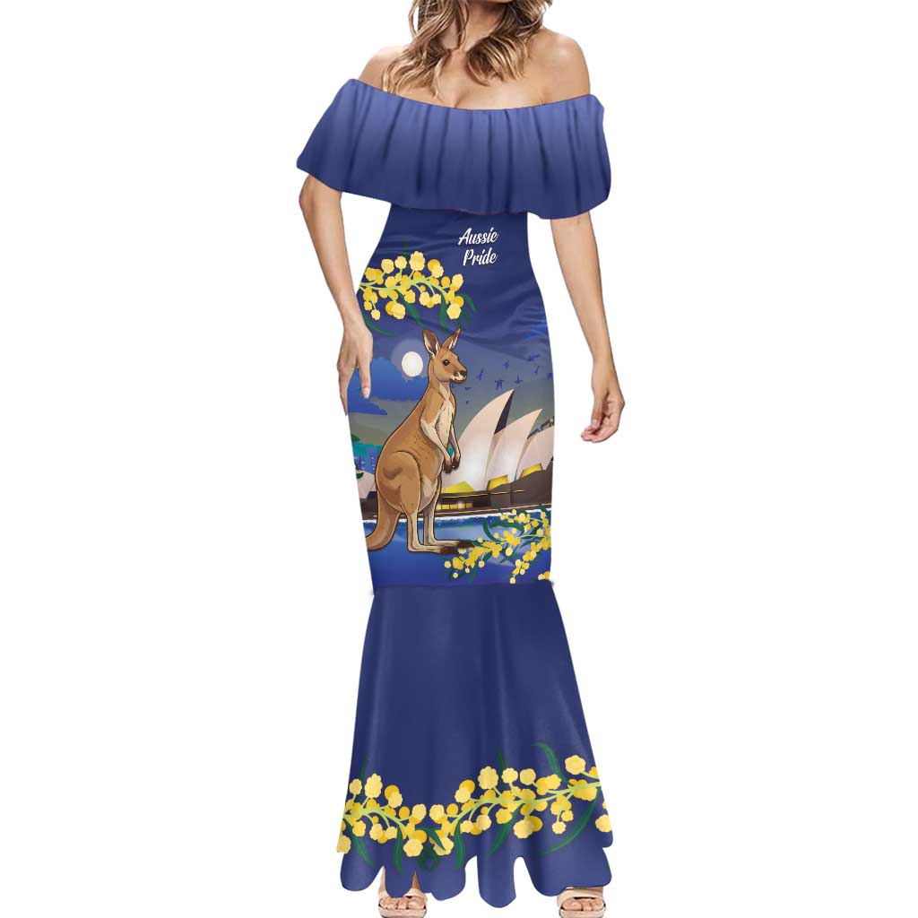 Kangaroo Australia Personalised Mermaid Dress Aussie Pride Golden Wattle Sydney Opera House