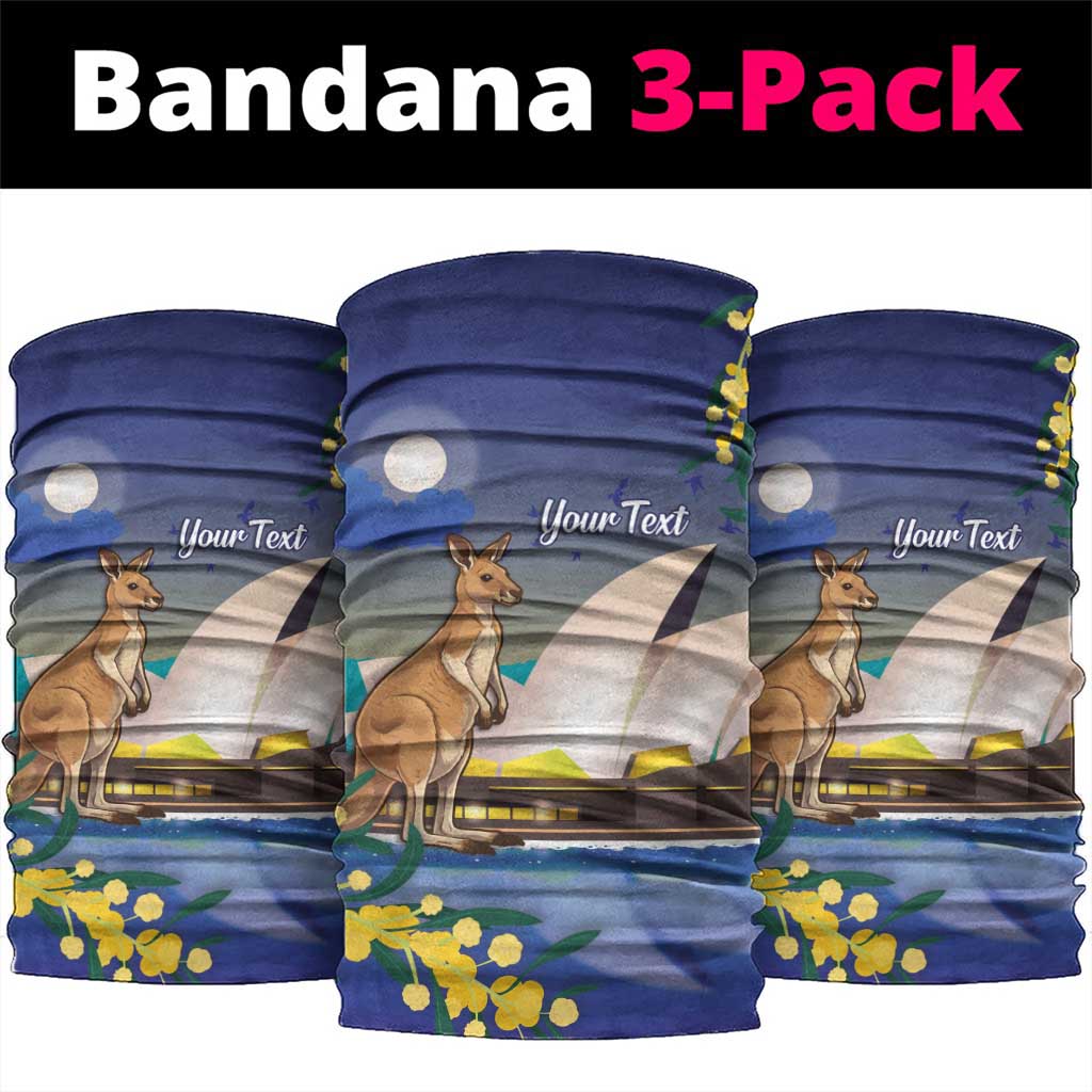 Kangaroo Australia Personalised Neck Gaiter Aussie Pride Golden Wattle Sydney Opera House