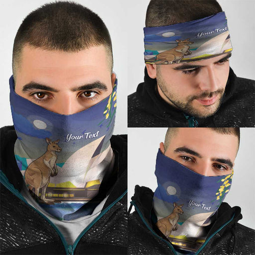 Kangaroo Australia Personalised Neck Gaiter Aussie Pride Golden Wattle Sydney Opera House