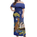 Kangaroo Australia Personalised Off Shoulder Maxi Dress Aussie Pride Golden Wattle Sydney Opera House