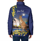 Kangaroo Australia Personalised Padded Jacket Aussie Pride Golden Wattle Sydney Opera House
