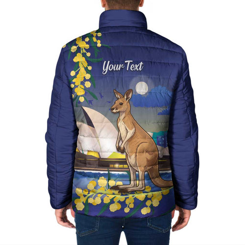 Kangaroo Australia Personalised Padded Jacket Aussie Pride Golden Wattle Sydney Opera House
