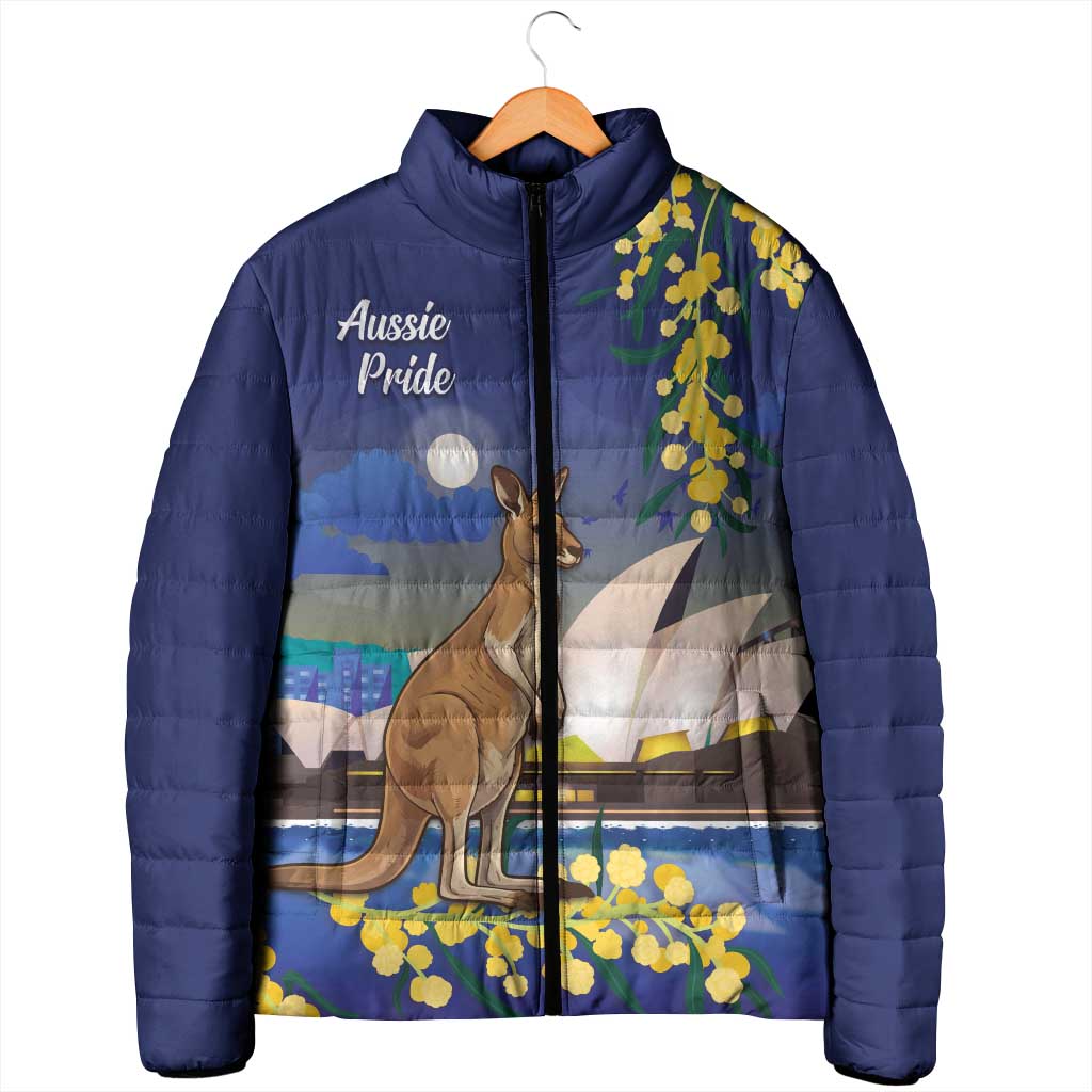 Kangaroo Australia Personalised Padded Jacket Aussie Pride Golden Wattle Sydney Opera House