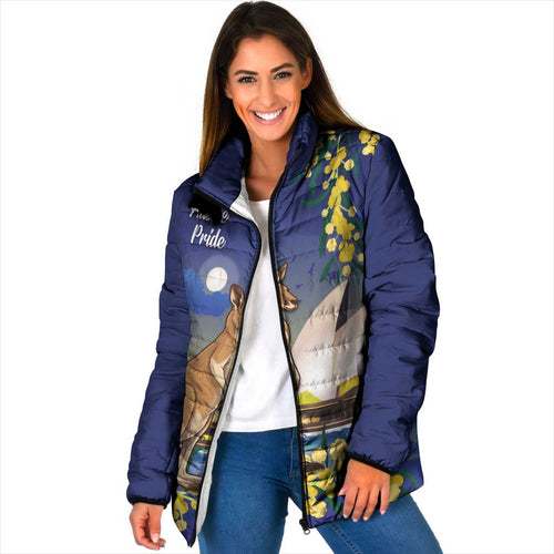 Kangaroo Australia Personalised Padded Jacket Aussie Pride Golden Wattle Sydney Opera House