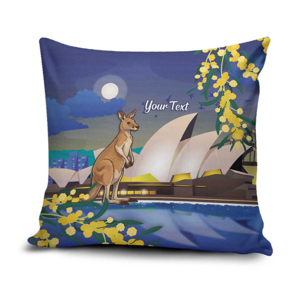 Kangaroo Australia Personalised Pillow Cover Aussie Pride Golden Wattle Sydney Opera House
