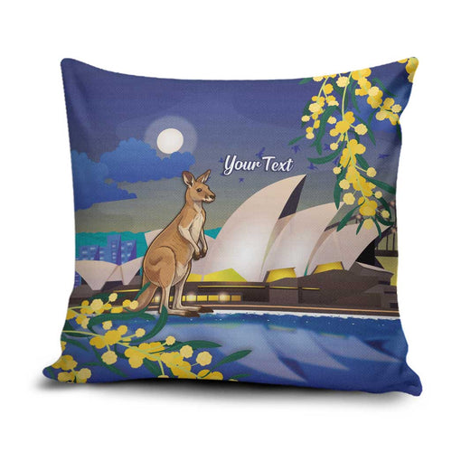 Kangaroo Australia Personalised Pillow Cover Aussie Pride Golden Wattle Sydney Opera House