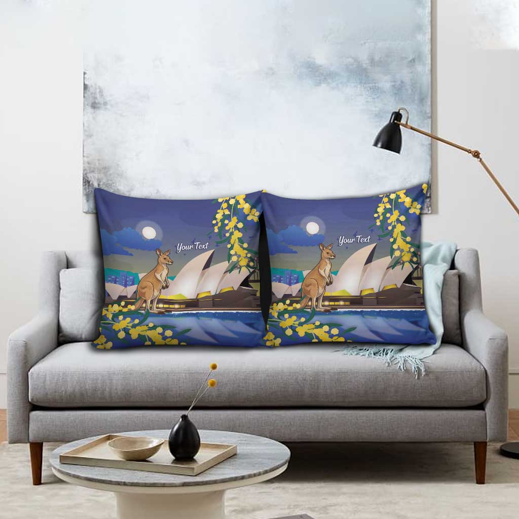Kangaroo Australia Personalised Pillow Cover Aussie Pride Golden Wattle Sydney Opera House