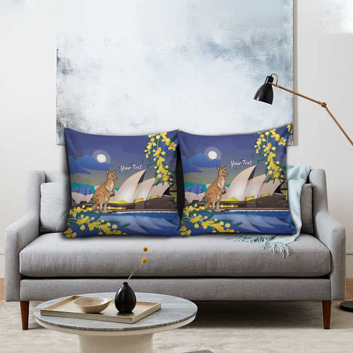 Kangaroo Australia Personalised Pillow Cover Aussie Pride Golden Wattle Sydney Opera House