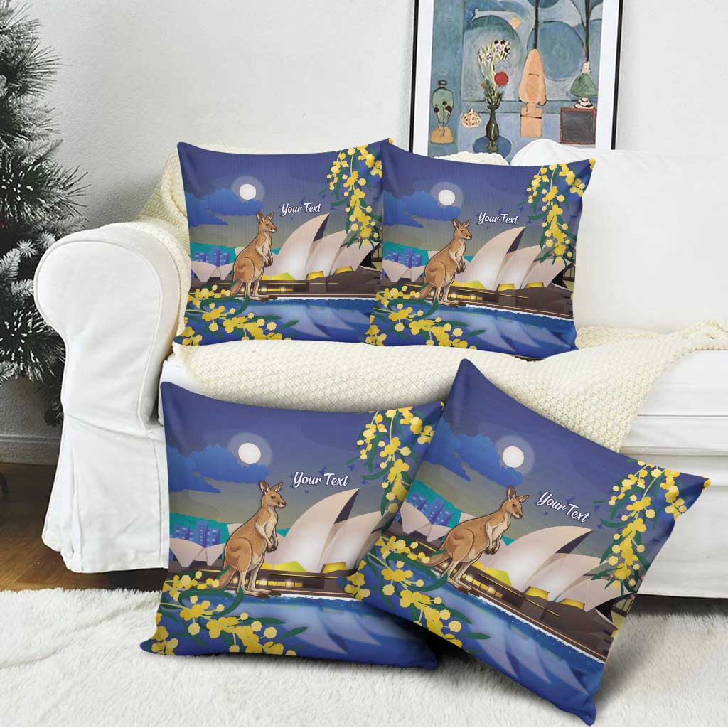 Kangaroo Australia Personalised Pillow Cover Aussie Pride Golden Wattle Sydney Opera House