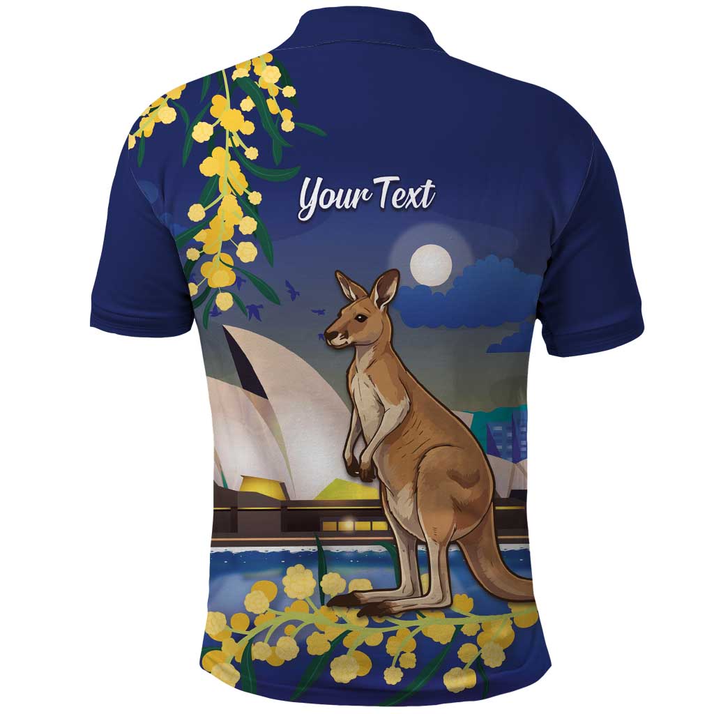 Kangaroo Australia Personalised Polo Shirt Aussie Pride Golden Wattle Sydney Opera House