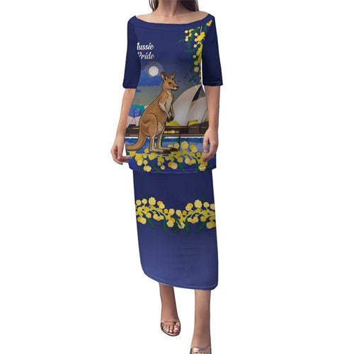 Kangaroo Australia Personalised Puletasi Aussie Pride Golden Wattle Sydney Opera House
