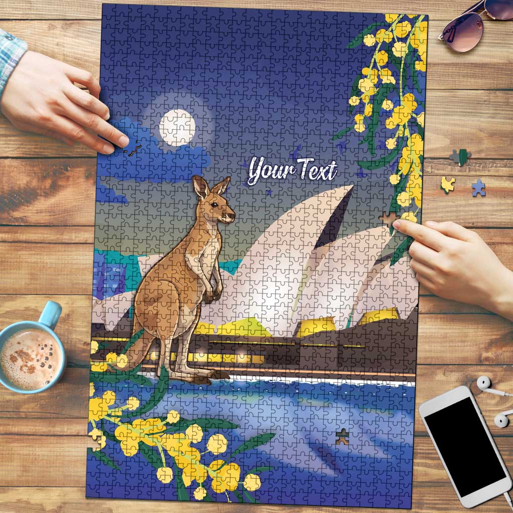 Kangaroo Australia Personalised Puzzle Aussie Pride Golden Wattle Sydney Opera House