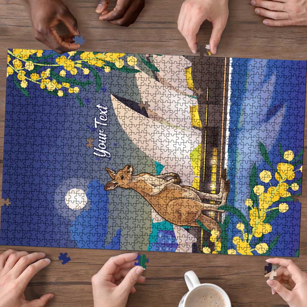 Kangaroo Australia Personalised Puzzle Aussie Pride Golden Wattle Sydney Opera House