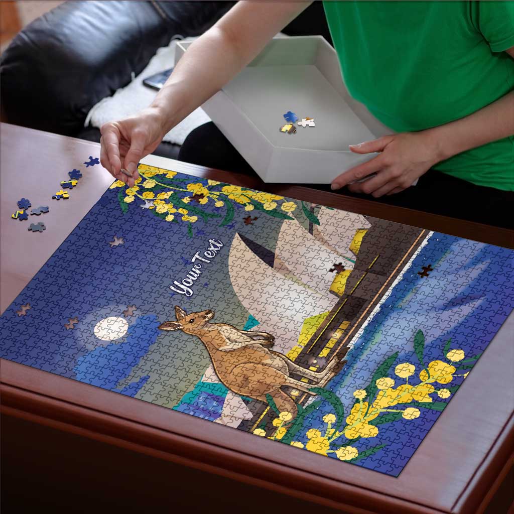 Kangaroo Australia Personalised Puzzle Aussie Pride Golden Wattle Sydney Opera House