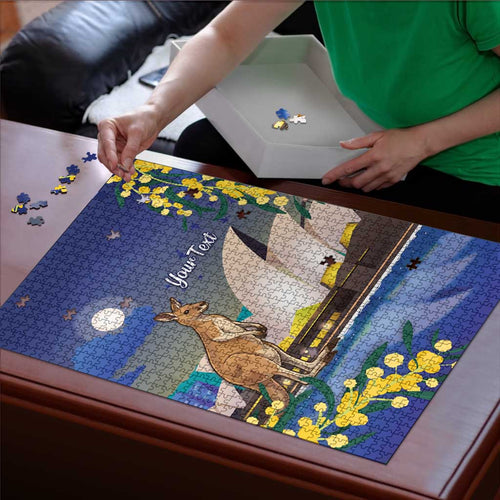 Kangaroo Australia Personalised Puzzle Aussie Pride Golden Wattle Sydney Opera House
