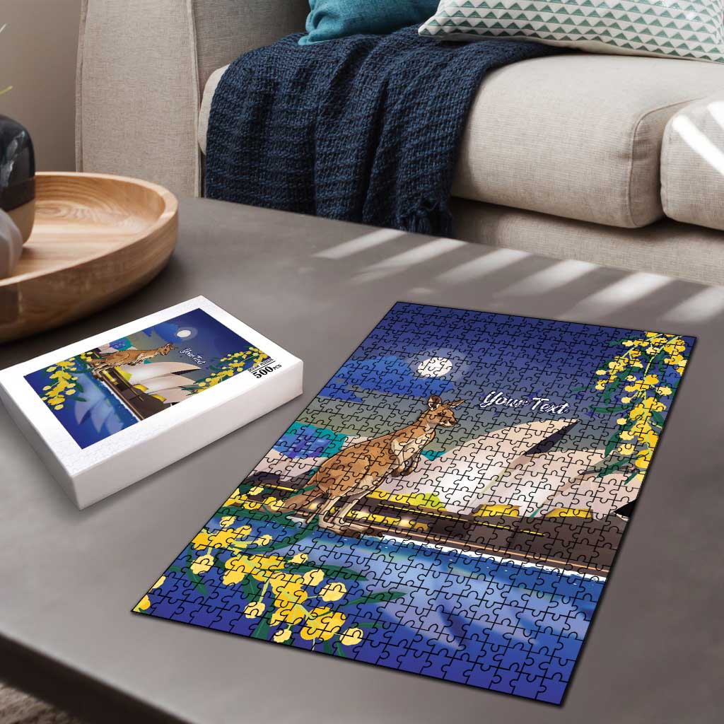 Kangaroo Australia Personalised Puzzle Aussie Pride Golden Wattle Sydney Opera House
