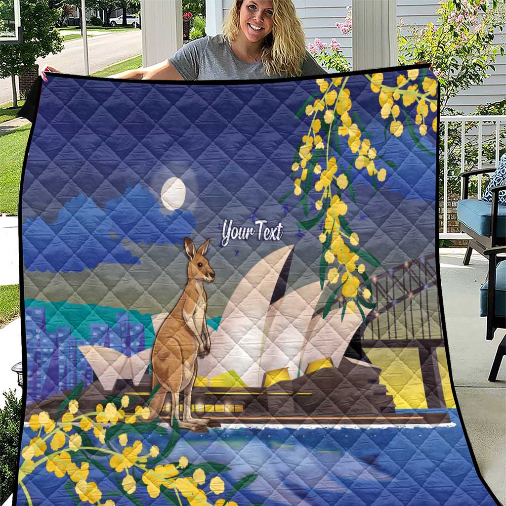 Kangaroo Australia Personalised Quilt Aussie Pride Golden Wattle Sydney Opera House