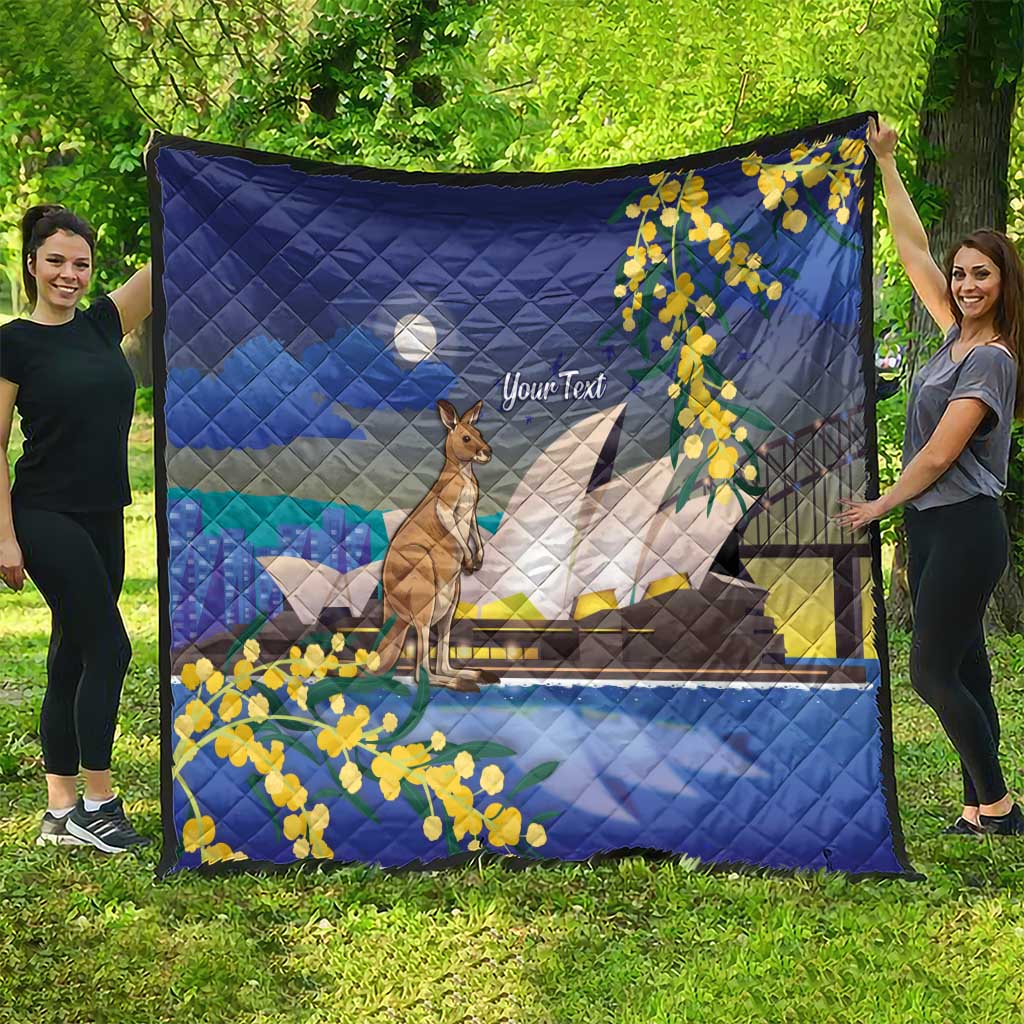 Kangaroo Australia Personalised Quilt Aussie Pride Golden Wattle Sydney Opera House